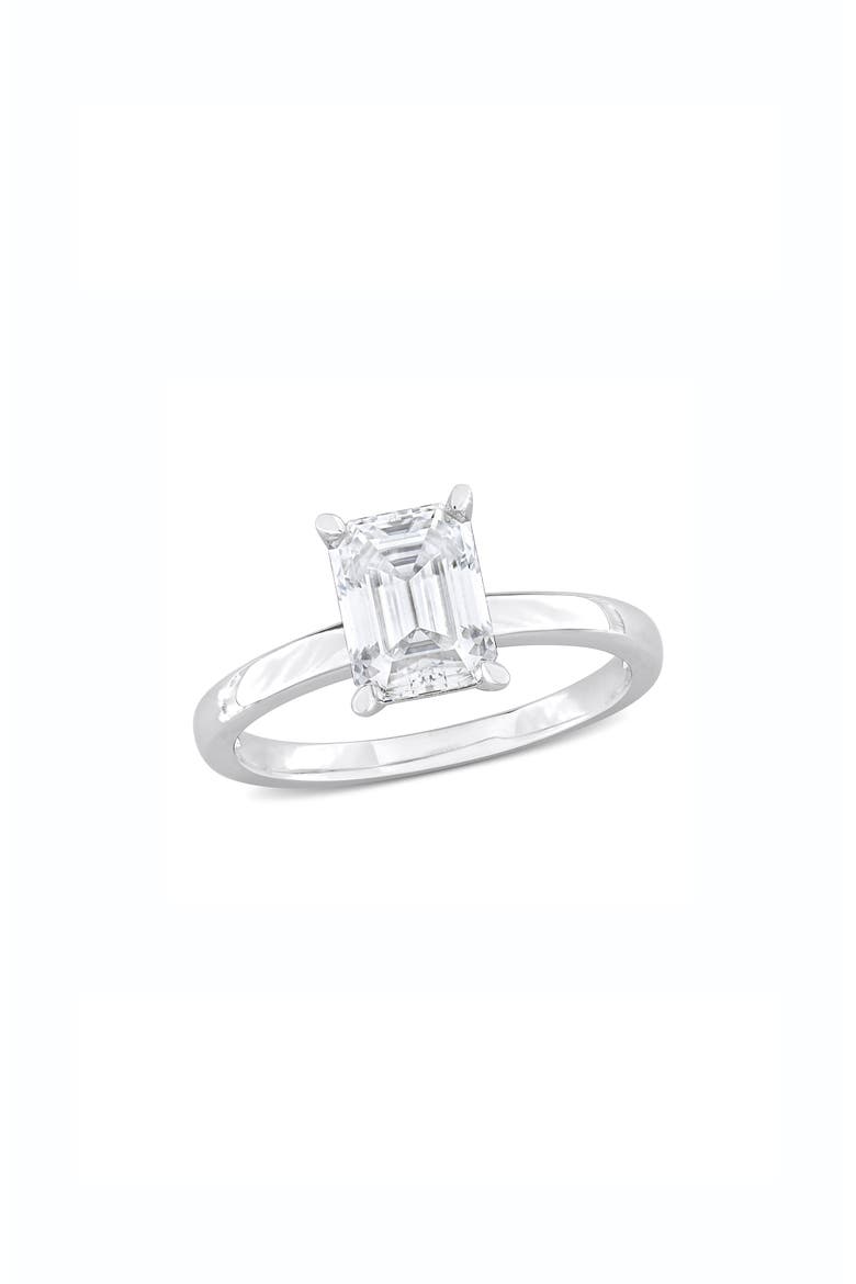 Sterling Silver Octagon-Cut Moissanite Ring, Main, color, SILVER/ WHITE