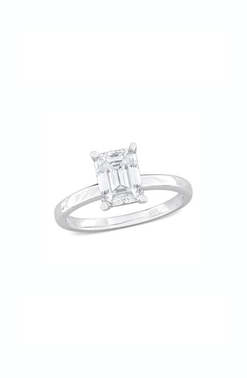 Sterling Silver Octagon-Cut Moissanite Ring