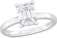DELMAR Sterling Silver Octagon-Cut Moissanite Ring