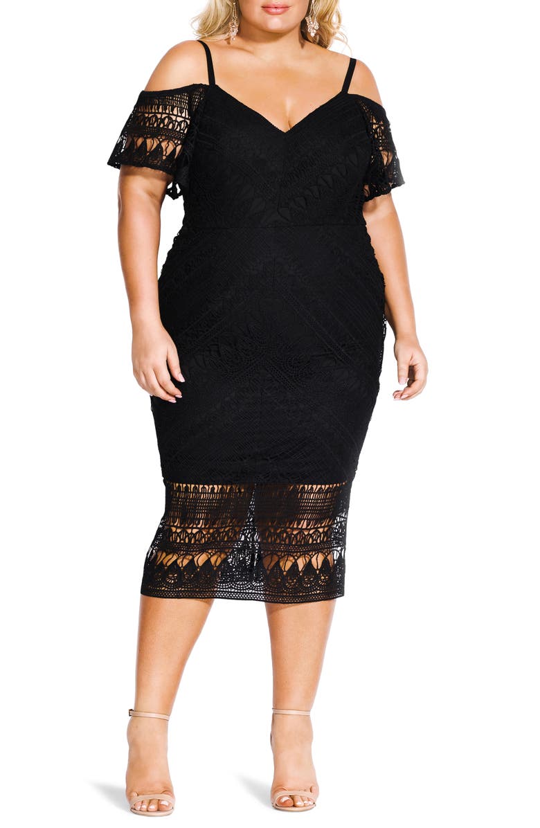 City Chic Impressions Lace Cocktail Dress, Main, color, 
