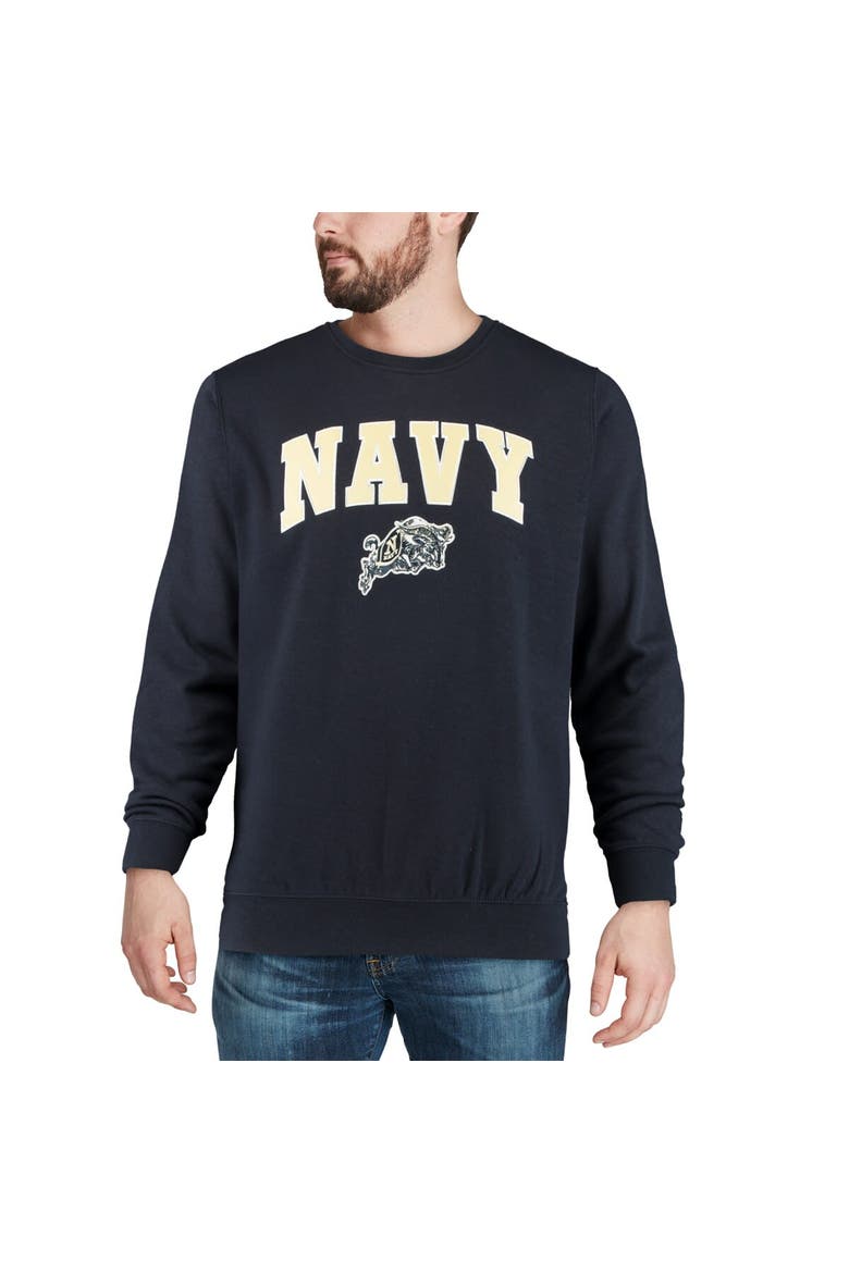 Men's Colosseum Navy Navy Midshipmen Arch & Logo Crew Neck Sweatshirt, Alternate, color, Navy