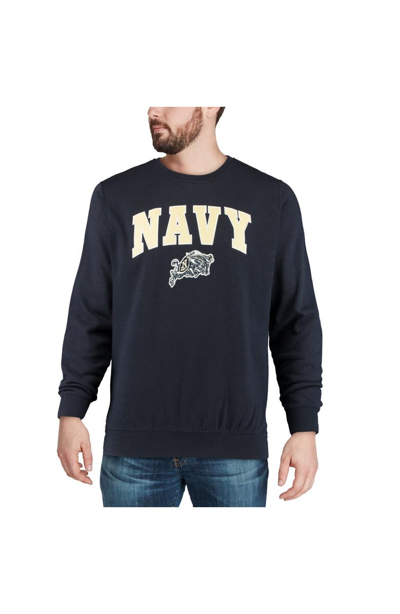 COLOSSEUM Men's Colosseum Navy Navy Midshipmen Arch & Logo Crew Neck Sweatshirt, Alternate, color, Navy