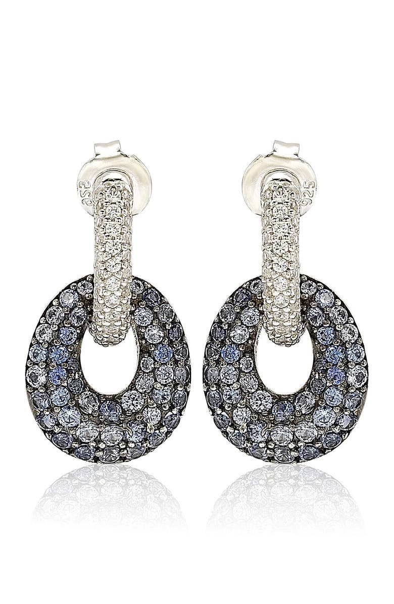 SUZY LEVIAN Sterling Silver Blue & White Sapphire and Diamond Accent Double Oval Dangle Earrings - 0.02 ctw, Main, color, Blue