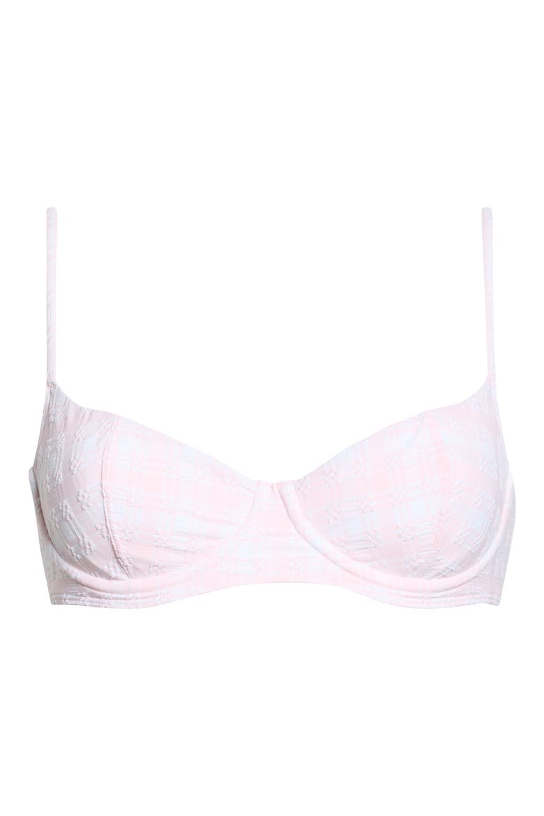 Eden Plaid Bralette Bikini Top, Main, color, PINK/ WHITE