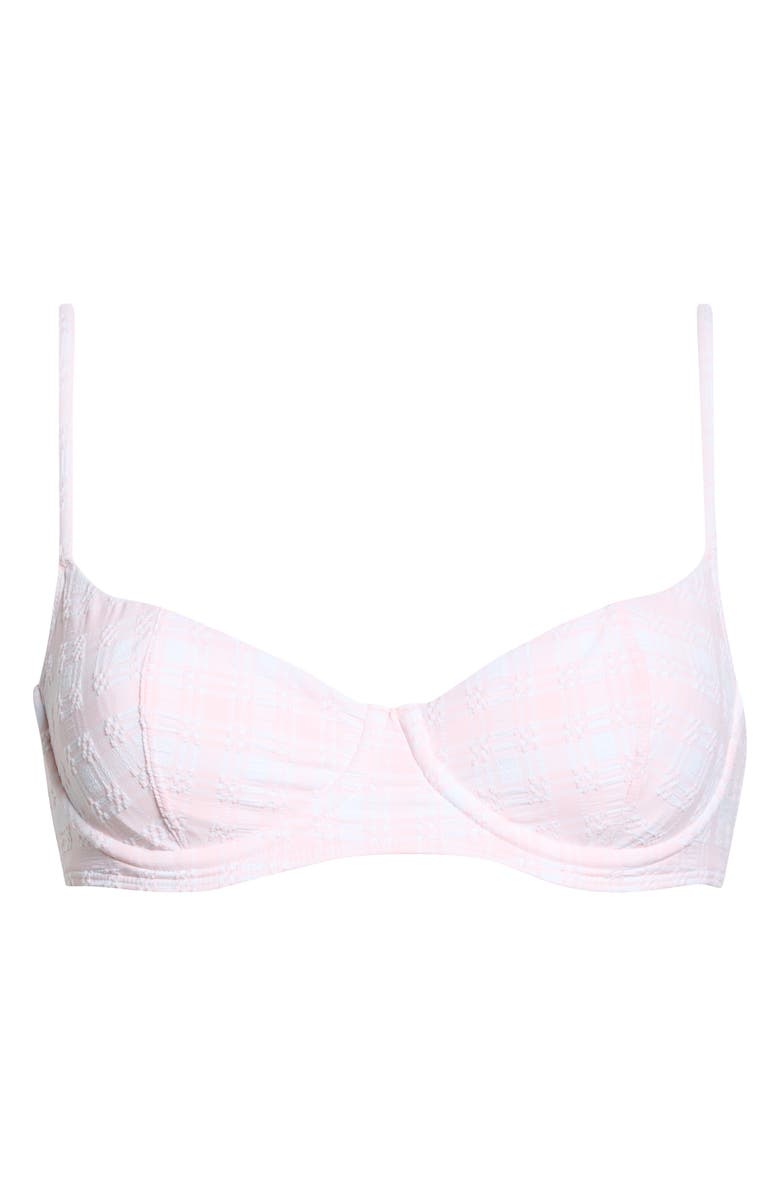 PacSun Eden Plaid Bralette Bikini Top, Main, color, Pink/ White