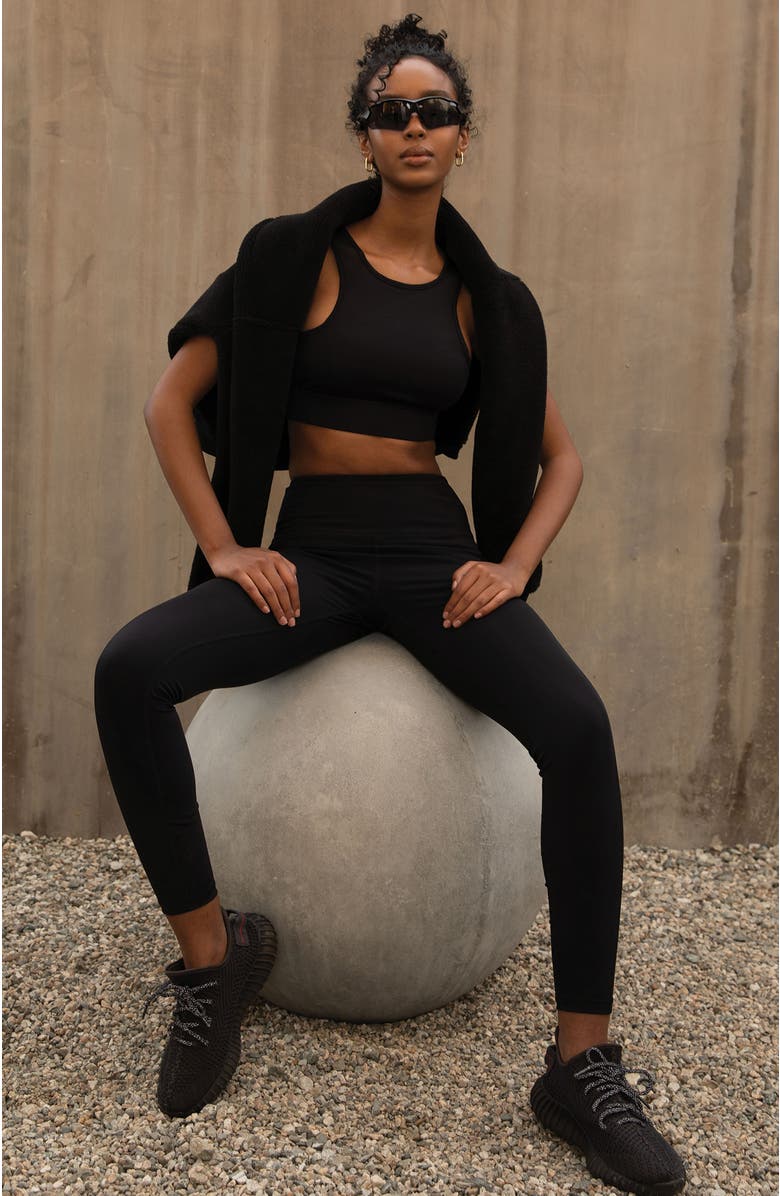 Rebody Active Teddy Micro Fleece Lined Sweatshirt, Alternate, color, Black