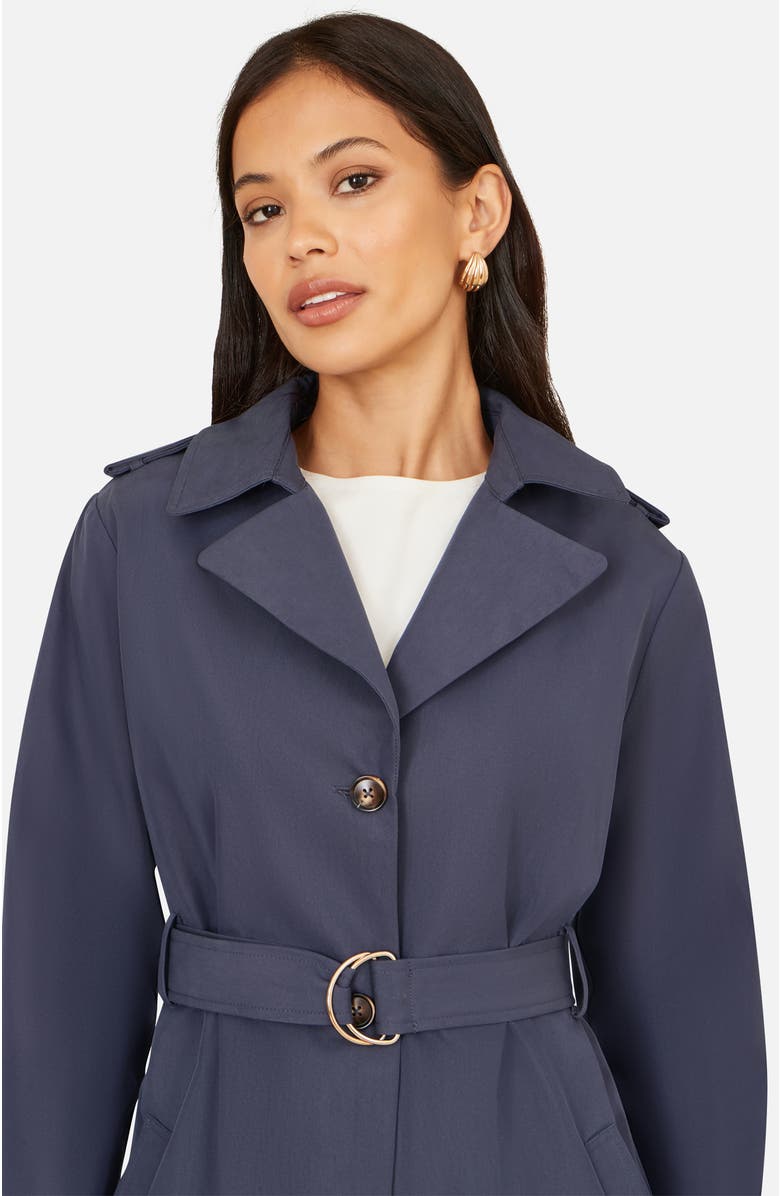 Yumi Belted Long Trench Coat, Alternate, color, Navy