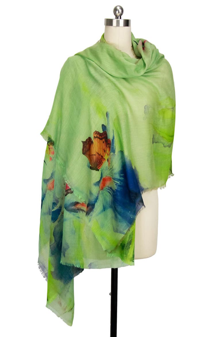 Lightweight Fly Away Butterfly Scarf, Alternate, color, GREEN