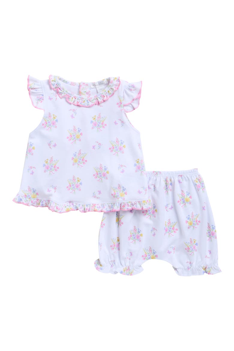 Floral Ruffle Shirt & Shorts Set, Main, color, WHITE