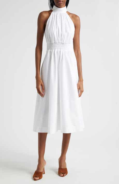 Veronica Beard Kinny Smocked Cotton Blend Midi Dress