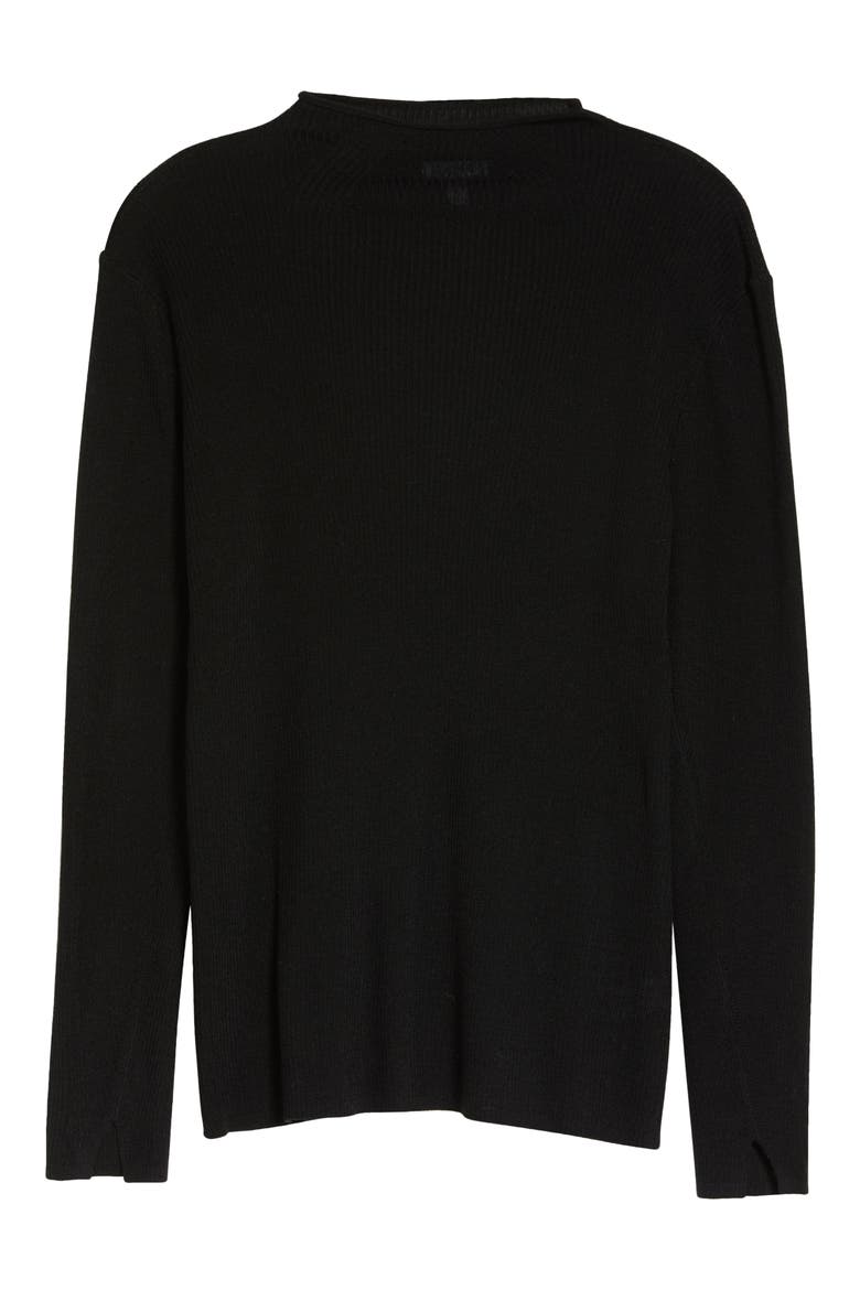 Rib Mock Neck Sweater, Alternate, color, BLACK