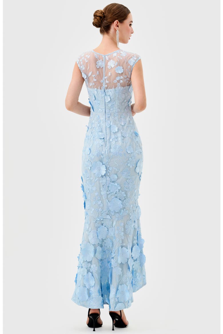 Freyja Cap Sleeve Hi Lo Midi, Alternate, color, BLUE