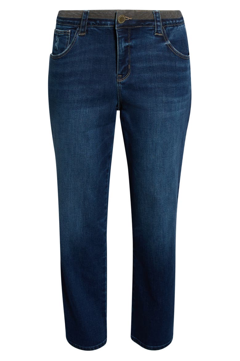 Contrast Trim Straight Leg Jeans, Alternate, color, BLUE