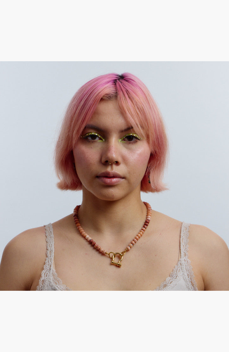 SHOP SPICY DAN Bevo Gender Inclusive Peach Quartz Necklace, Alternate, color, Peach