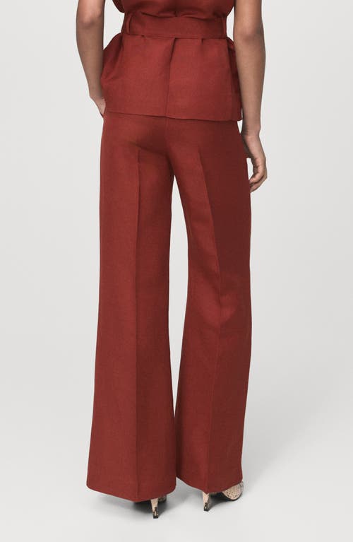 Mango Straight Leg Linen Blend Pants In Brown