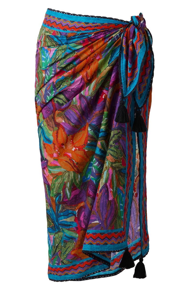 Magicsuit<sup>®</sup> Cactus Flower Cotton Cover-Up Pareo, Alternate, color, Orange Multi