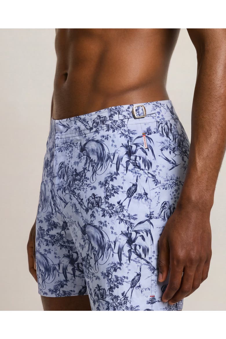 Bulldog Mid-Length Zephra Printed Swim Shorts, Alternate, color, Aero Blue