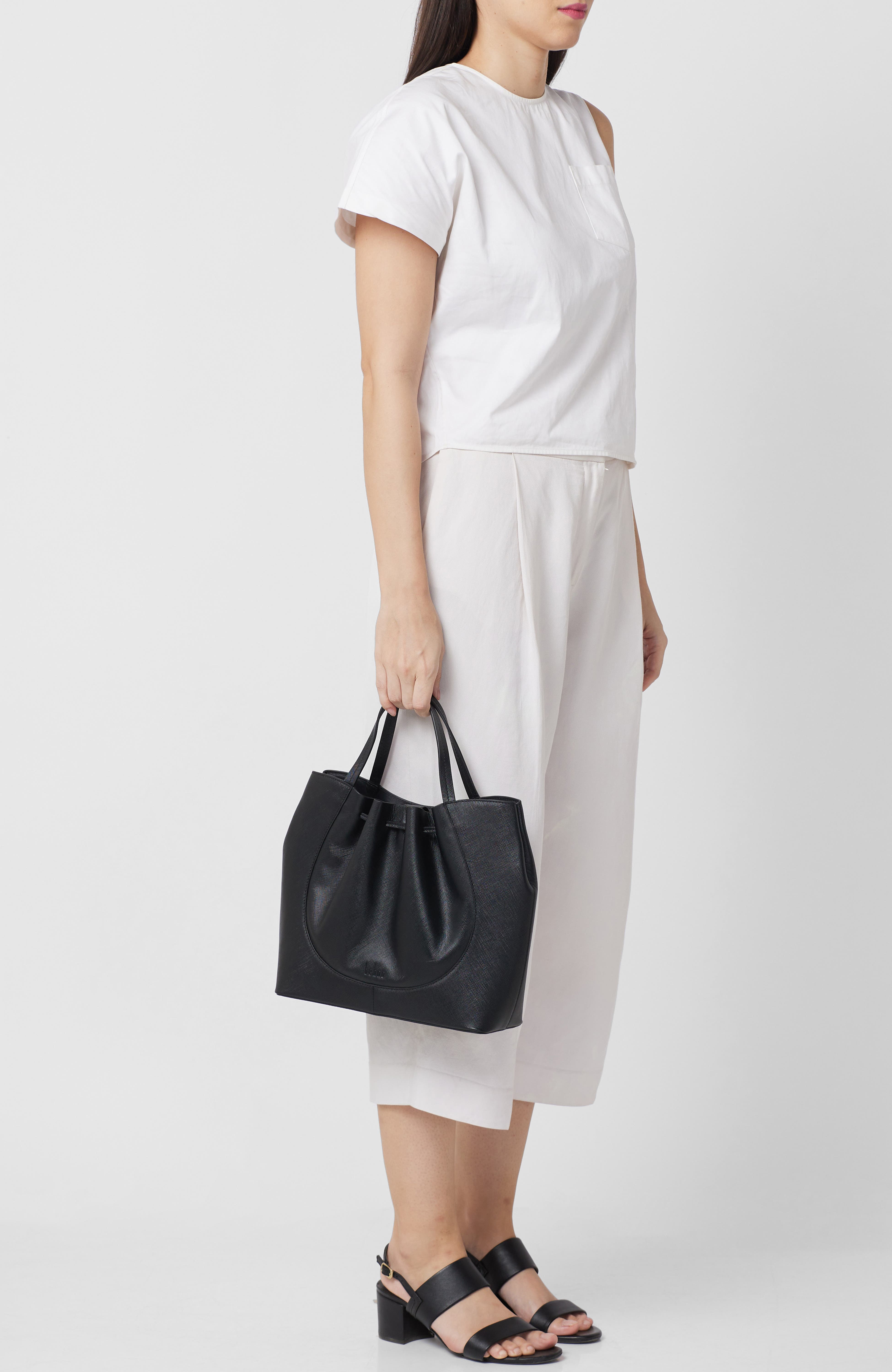 behno Katrina Pebble Leather Satchel, Alternate, color, Black