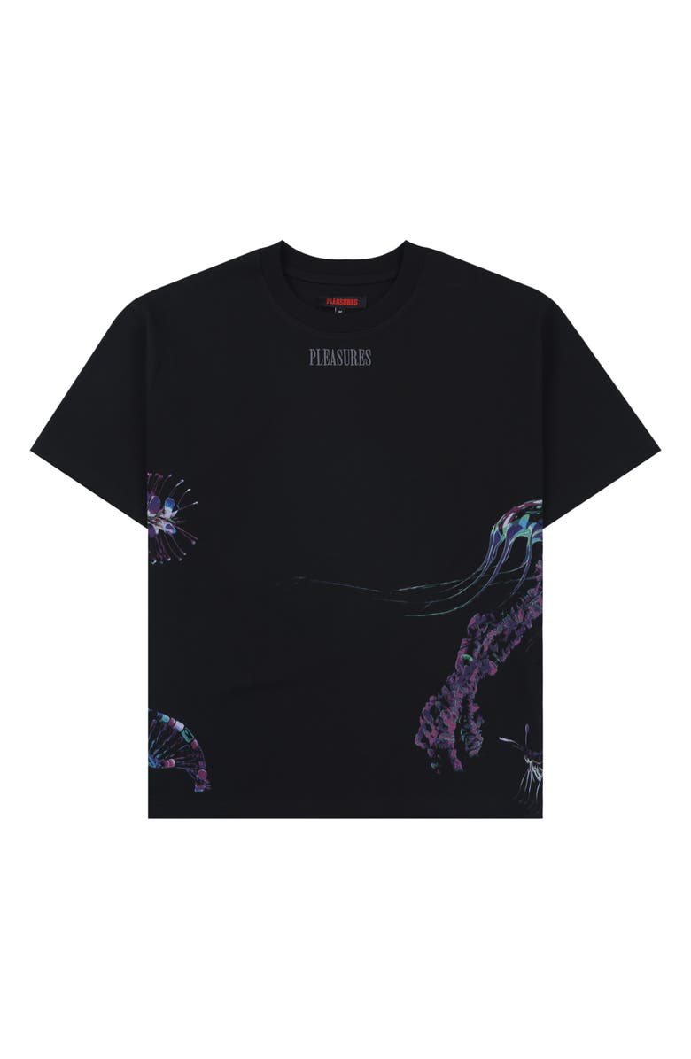 PLEASURES Jellyfish Logo Embroidered Graphic T-Shirt, Alternate, color, 