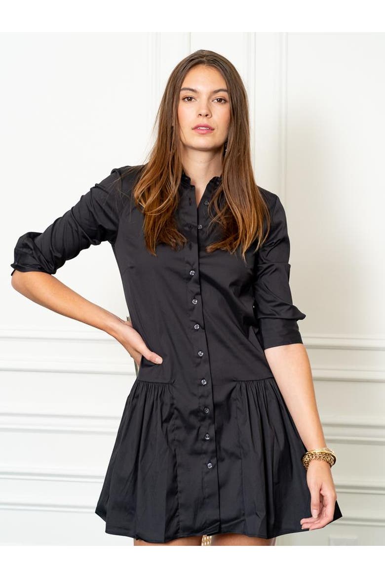 The Drop Waist Shirt Dress, Alternate, color, Black