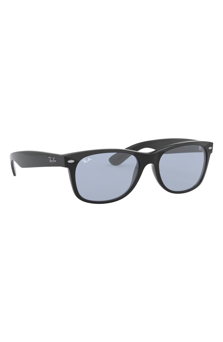Ray-Ban New Wayfarer 55mm Rectangular Sunglasses, Alternate, color, Black / Blue Grey