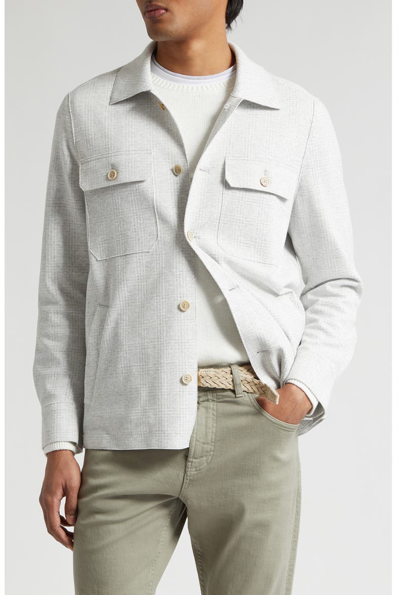 Tonal Glen Plaid Knit Overshirt, Main, color, 13 LT MELANGE GRAY
