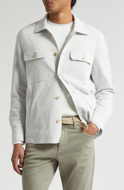 Tonal Glen Plaid Knit Overshirt