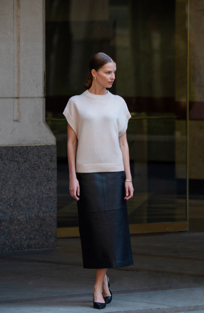 Nordstrom Cap Sleeve Wool & Cashmere Sweater, Alternate, color, Black Rock