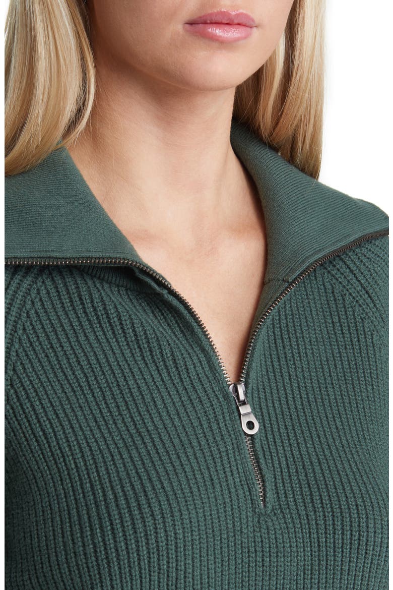 Half Zip Cotton Blend Rib Sweater, Alternate, color, GREEN CILANTRO
