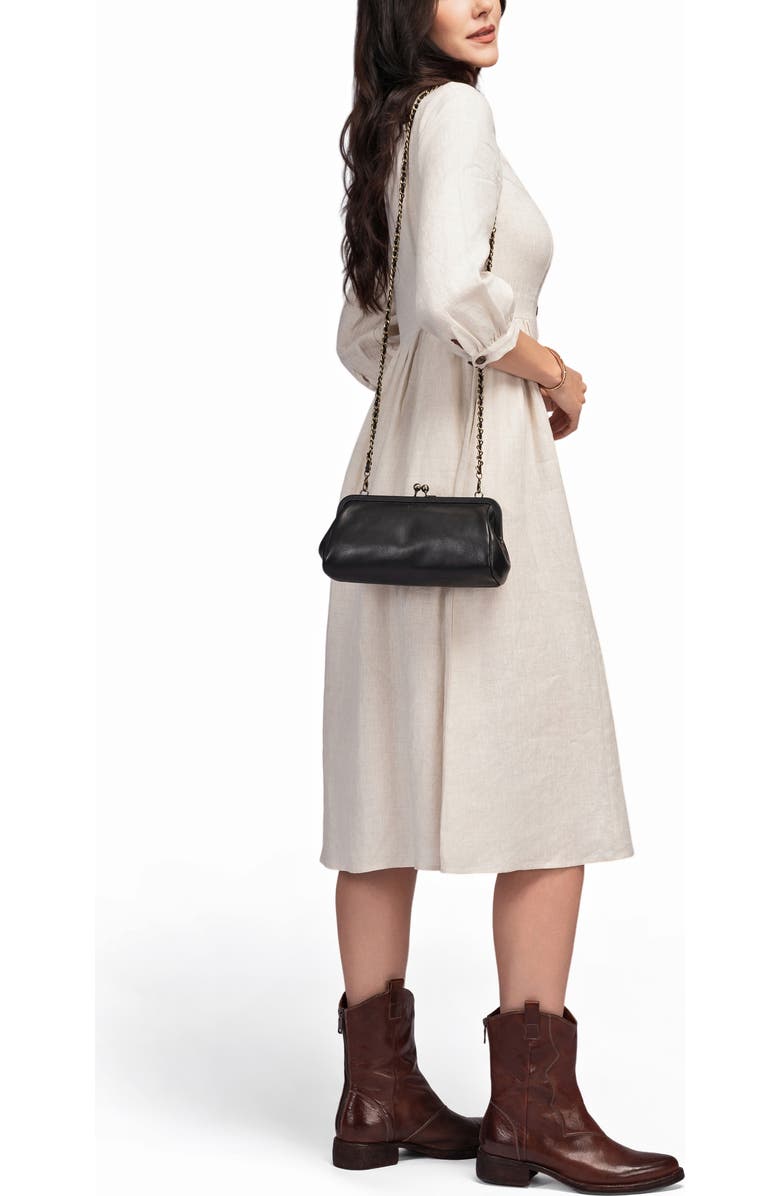 OLD TREND Iris Genuine Leather Vintage Frame Crossbody Bag, Alternate, color, Black