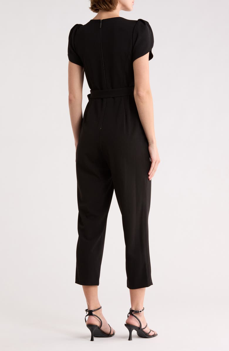 Calvin Klein Tulip Sleeve Belted Jumpsuit, Alternate, color, Black