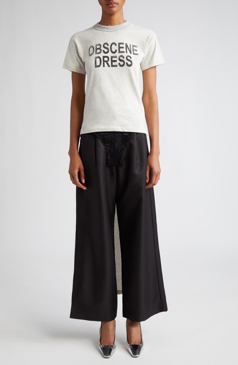 Vaquera Underwear Detail Wide Leg Woven Satin Pants, Alternate, color,