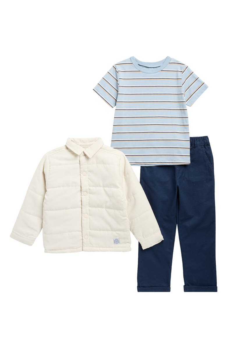 Original Penguin Kids' Striped T-Shirt, Jacket & Pull-On Pants Set, Main, color, Birch