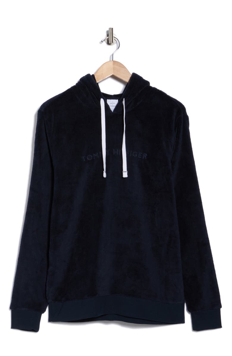 Tommy Hilfiger Logo Embroidered Sleep Hoodie, Alternate, color, Navy