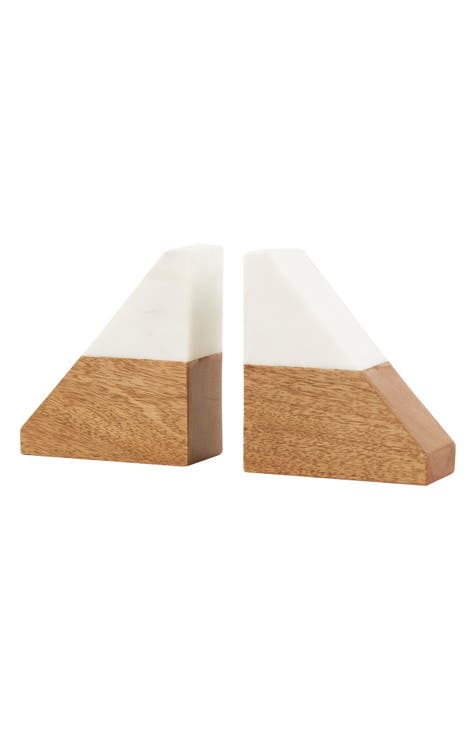 Marble & Wood Bookends