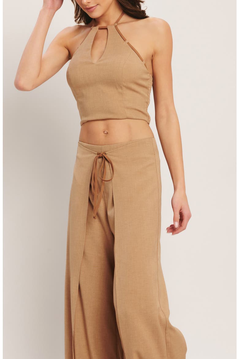 Keyhole Halter Crop Top, Alternate, color, TAUPE