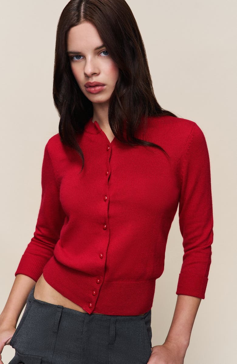 Guizio Emelie Wool Cardigan, Alternate, color, Red Love