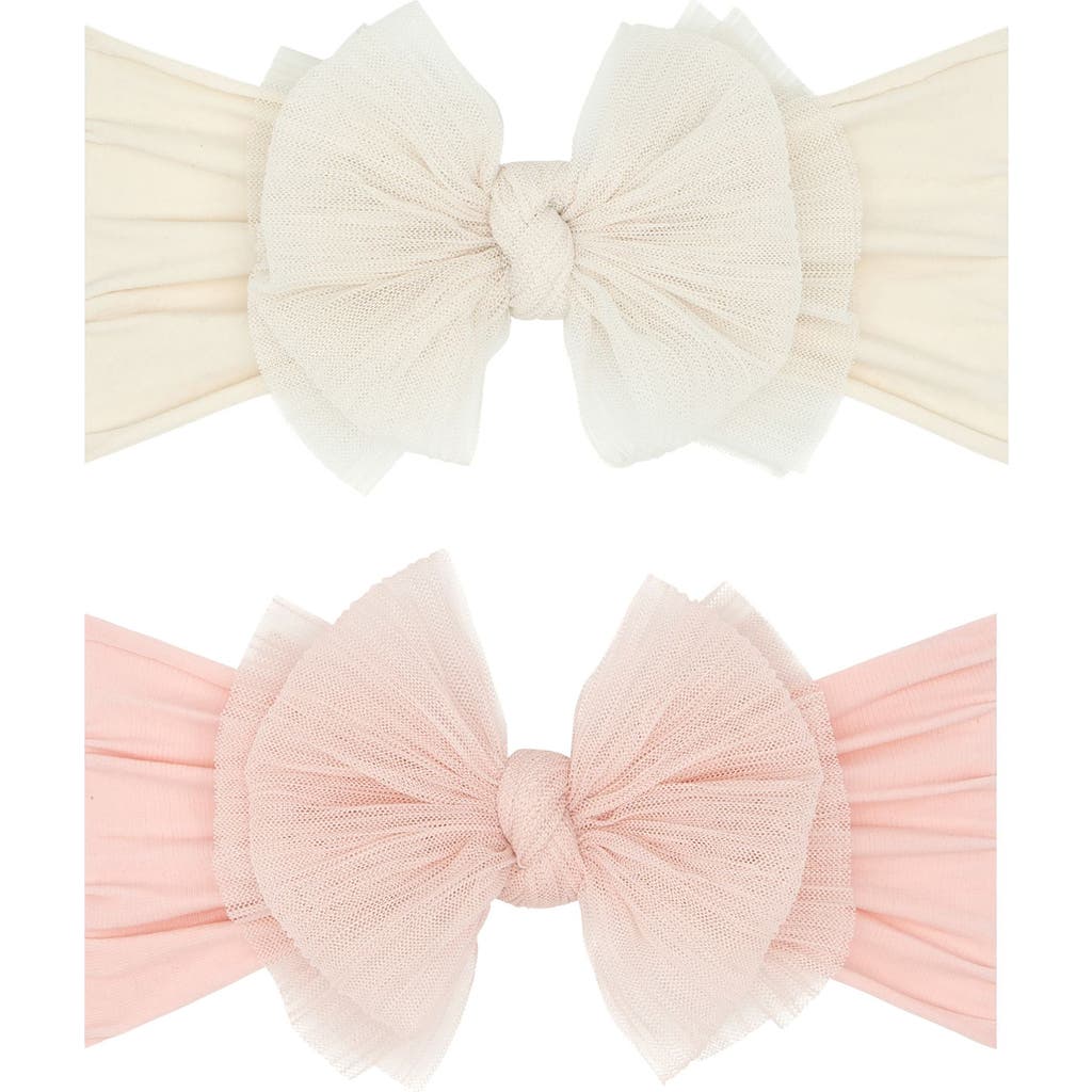 Baby Bling Kids' 2-pack Fab-bow-lous® Point D'esprit Tulle Headbands In White