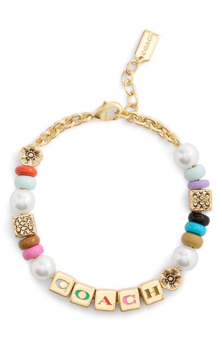 COACH Logo Bead Bracelet, Main, color, 