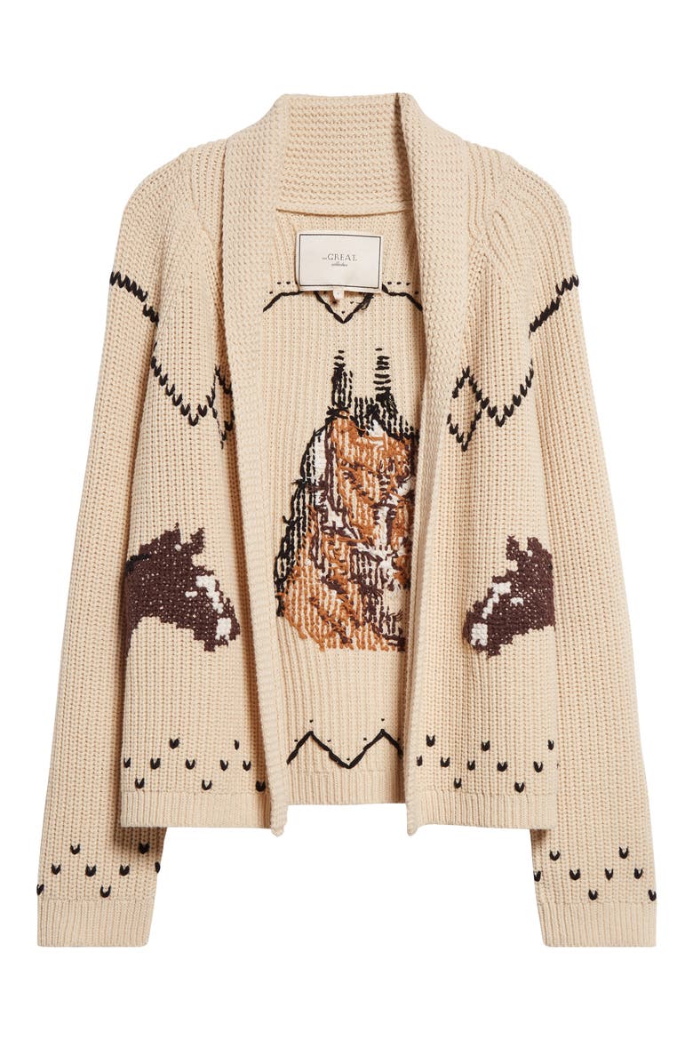 The Horse Lodge Cotton Blend Cardigan, Alternate, color, CREAM