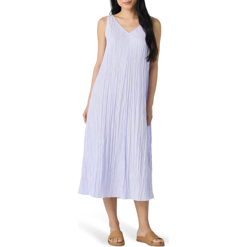 Eileen Fisher Pleated Silk Midi Dress In Bellflower