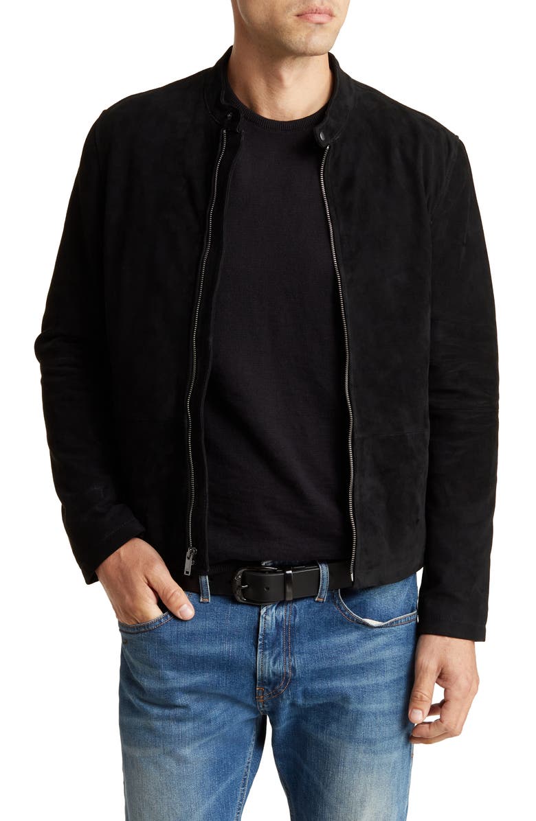 John Varvatos Suede Racer Jacket, Main, color, 