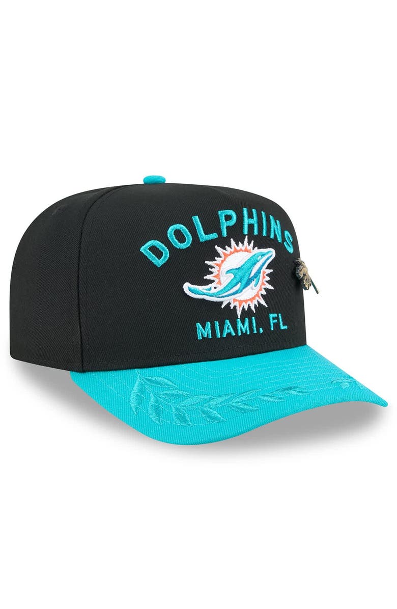 New Era Men's New Era Black/Aqua Miami Dolphins 2025 NFL Draft On Stage A-Frame 59FIFTY Fitted Hat, Alternate, color, Black