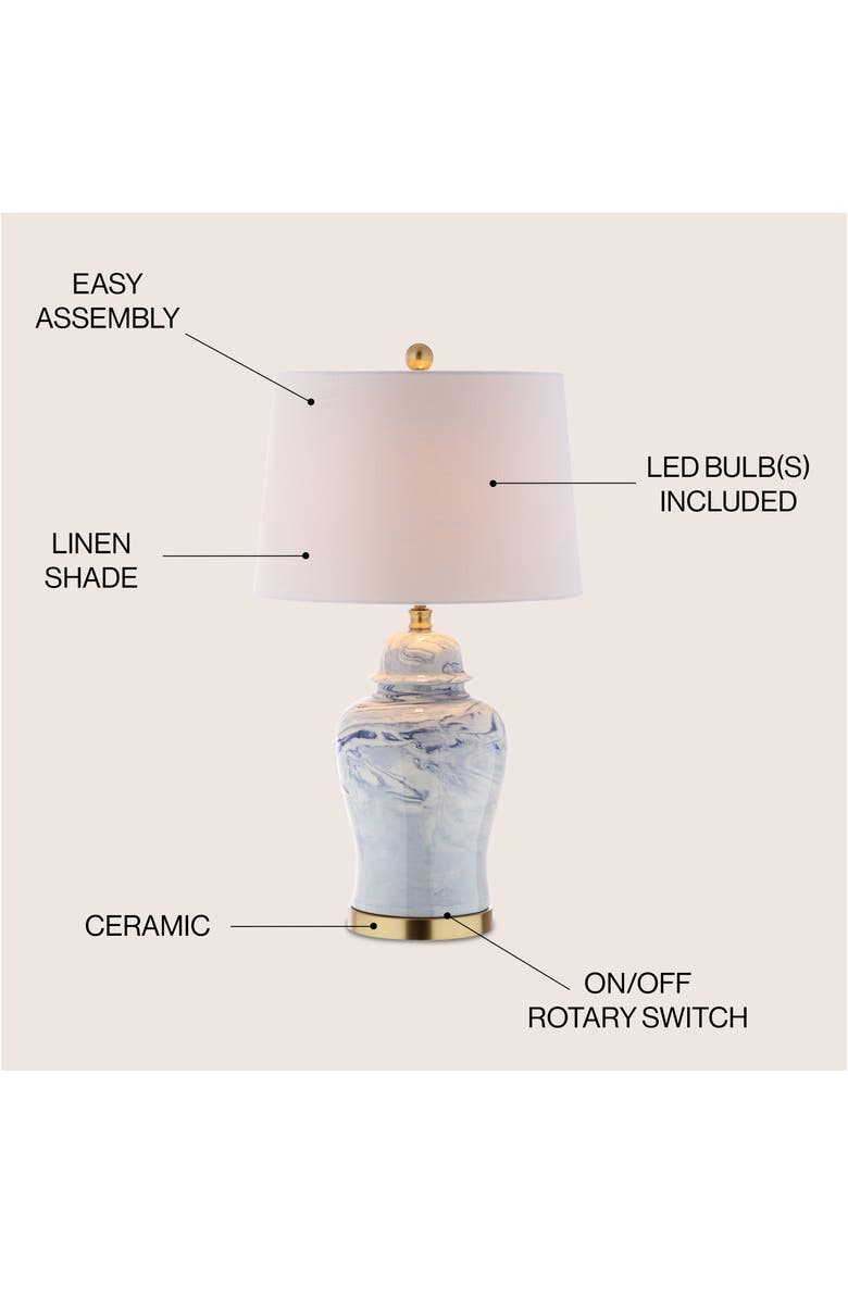 JONATHAN Y Wallace 26" Ceramic LED Table Lamp, Blue/White, Alternate, color, Blue/White