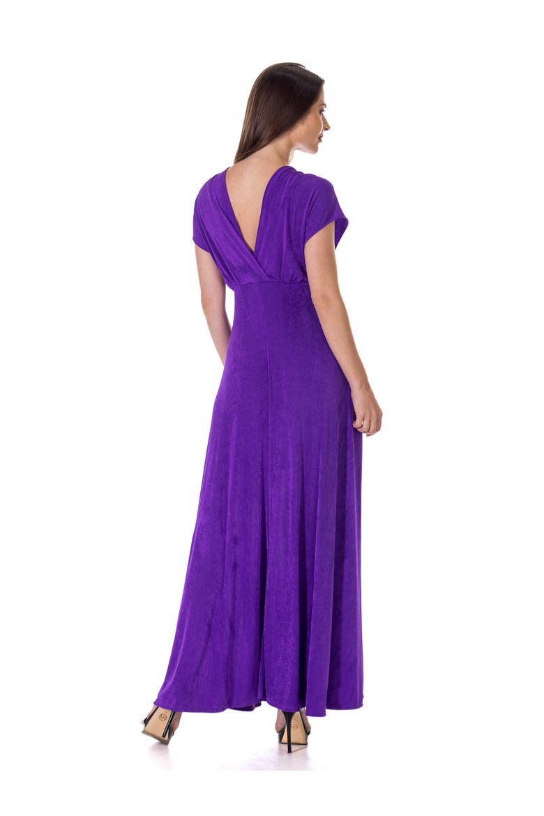 Elevate by 24seven Womens Cap Sleeve Slinky Knit Maxi Dress, Alternate, color, Purple
