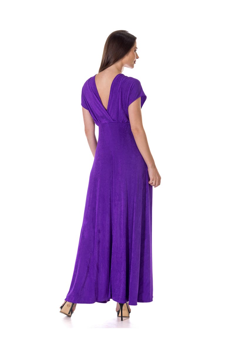 24seven Comfort Apparel Elevate by 24seven Womens Cap Sleeve Slinky Knit Maxi Dress, Alternate, color, Purple
