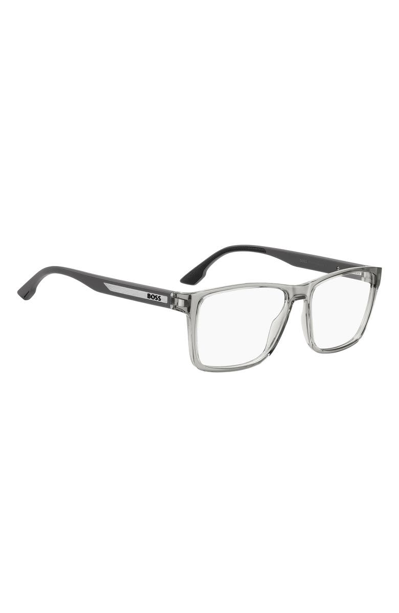 HUGO 57mm Rectangular Optical Glasses, Alternate, color, Grey
