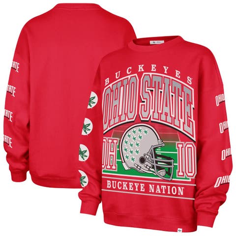 Women's '47 Scarlet Ohio State Buckeyes Go Big Oversized Pullover Sweatshirt