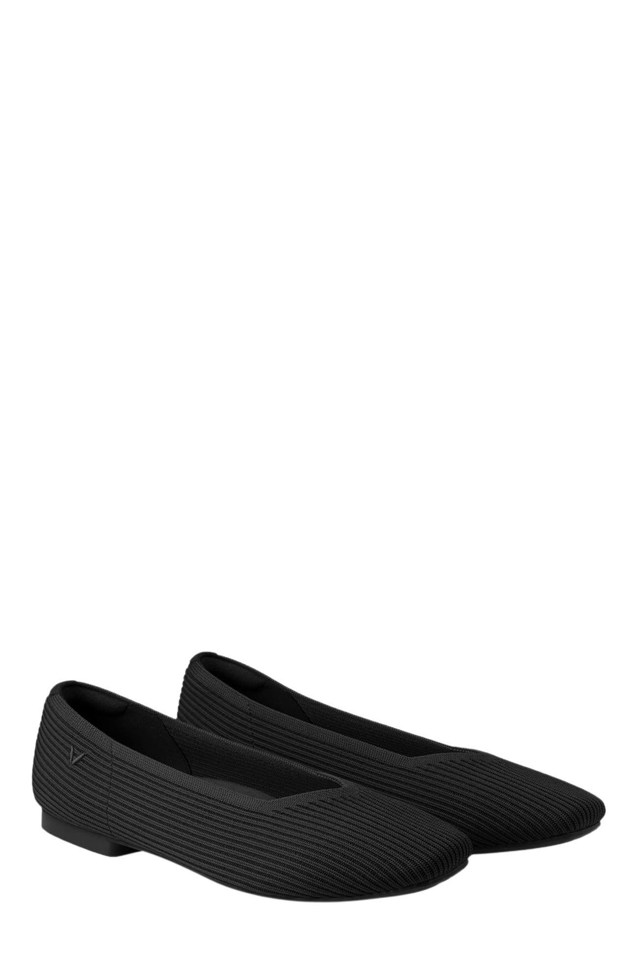 VIVAIA Square-Toe V-Cut Flats, Main, color, Black