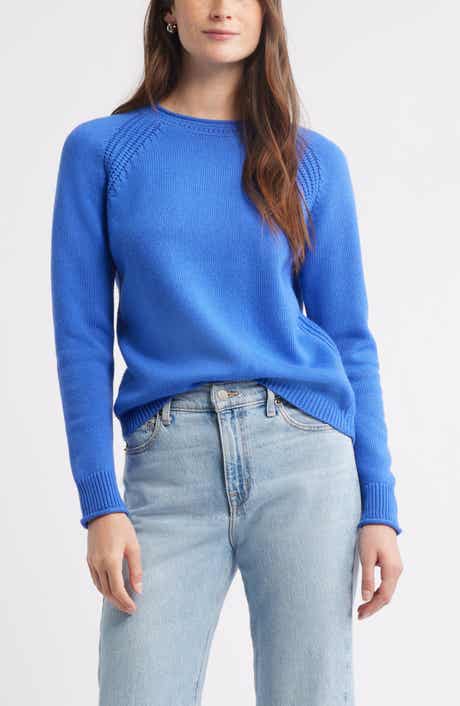 Caslon® Raglan Sleeve Roll Neck Wool & Cotton Sweater